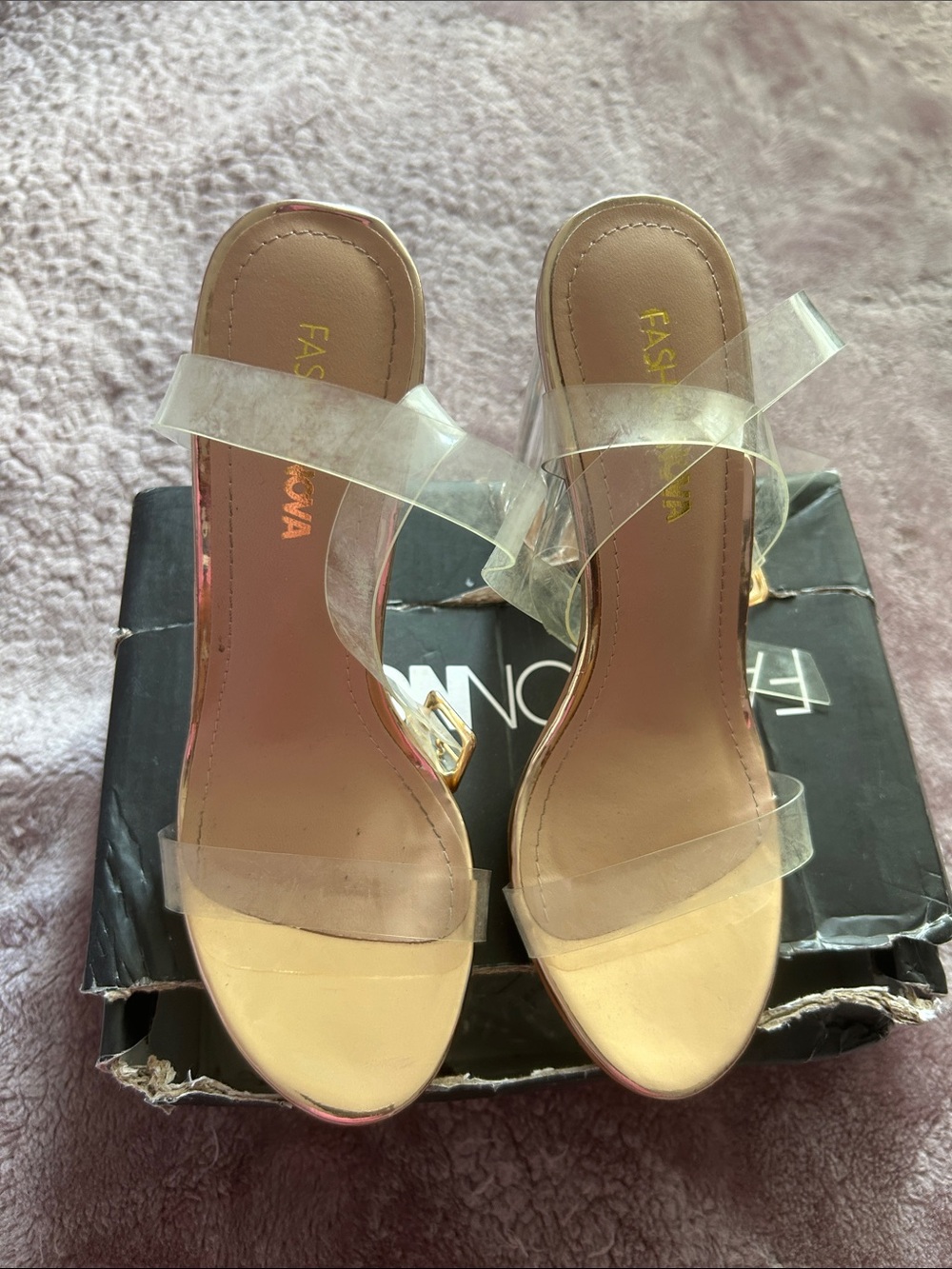 Fashion Nova Clear Strap Nude Heel